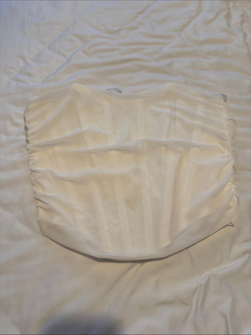 White Strapless Ruched Bandeau Corset Top